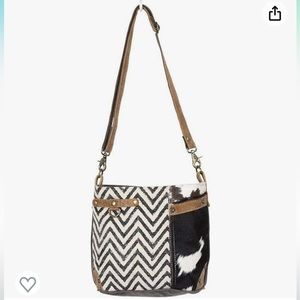 Myra crossbody bag, cowhide galeecha shoulder bag, with chevron. Like new.